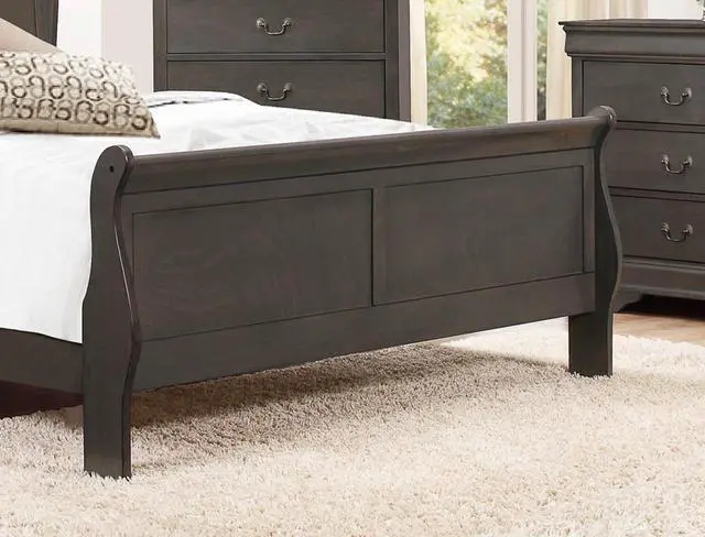 Alt view image 3 of 7 - Stained Gray Finish Louis Philippe Style 1Pc Queen Size Sleigh Bed Traditional Design