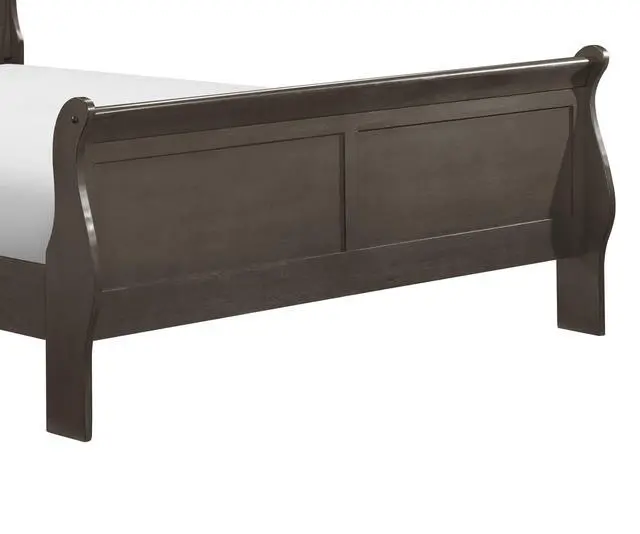 Alt view image 7 of 7 - Stained Gray Finish Louis Philippe Style 1Pc Queen Size Sleigh Bed Traditional Design
