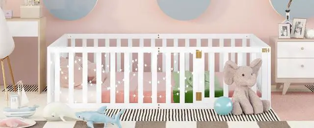 Alt view image 3 of 7 - Full Size Wood Daybed Frame With Fence, White(Old Sku:Wf289662Aak)