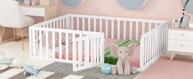 Alt view image 4 of 7 - Full Size Wood Daybed Frame With Fence, White(Old Sku:Wf289662Aak)