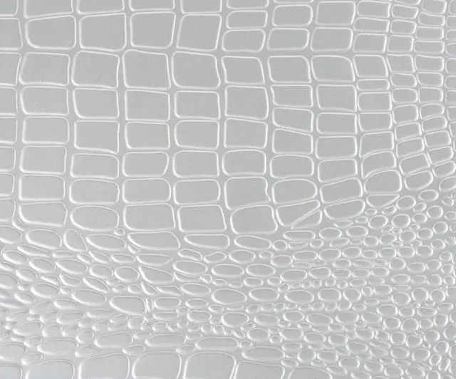 Alt view image 7 of 7 - Silver Finish Upholstered Button-Tufted 1Pc Queen Size Bed Led Headboard Faux Alligator Embossed Textural Panels Wooden Bed