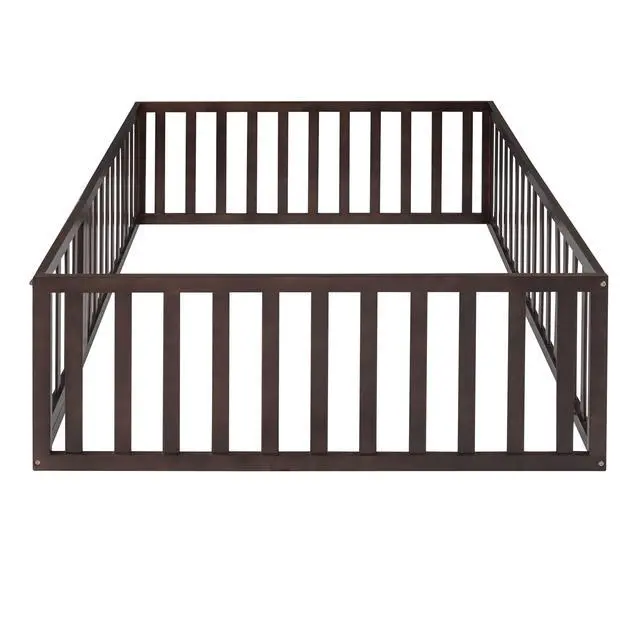 Alt view image 6 of 7 - Full Size Wood Daybed Frame With Fence, Walnut(Old Sku:Wf289662Aal)
