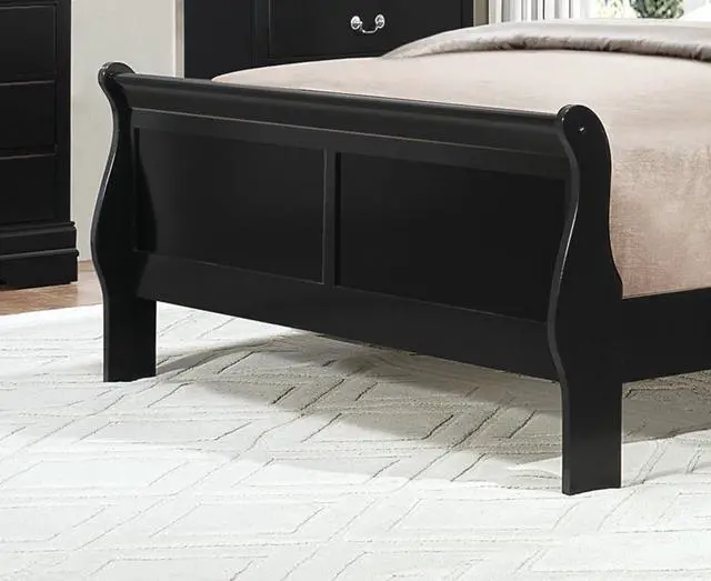 Alt view image 2 of 7 - Black Finish Louis Philippe Style 1Pc Queen Size Sleigh Bed Traditional Design Furniture