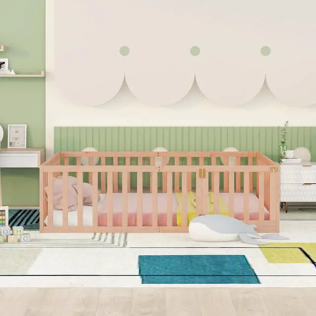 Alt view image 2 of 7 - Full Size Wood Daybed Frame With Fence, Natural(Old Sku:Wf289662Aam)