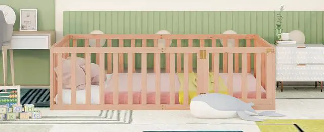 Alt view image 3 of 7 - Full Size Wood Daybed Frame With Fence, Natural(Old Sku:Wf289662Aam)