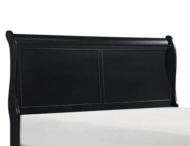 Alt view image 5 of 7 - Black Finish Louis Philippe Style 1Pc Queen Size Sleigh Bed Traditional Design Furniture