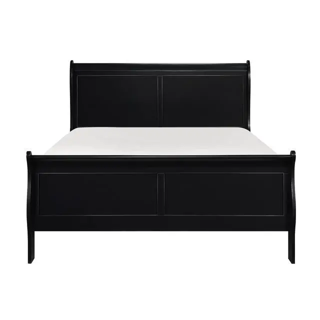 Alt view image 3 of 7 - Black Finish Louis Philippe Style 1Pc Queen Size Sleigh Bed Traditional Design Furniture