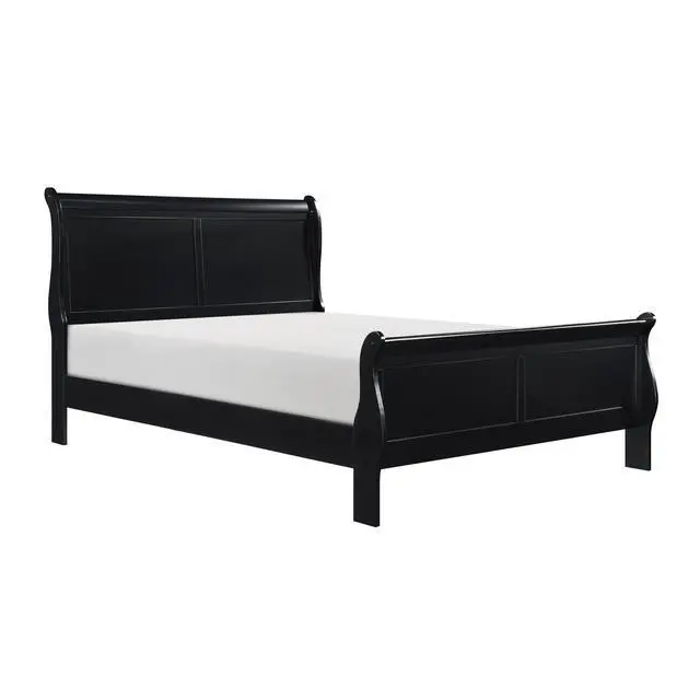 Alt view image 4 of 7 - Black Finish Louis Philippe Style 1Pc Queen Size Sleigh Bed Traditional Design Furniture