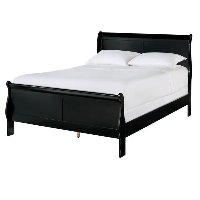 Alt view image 6 of 7 - Black Finish Louis Philippe Style 1Pc Queen Size Sleigh Bed Traditional Design Furniture