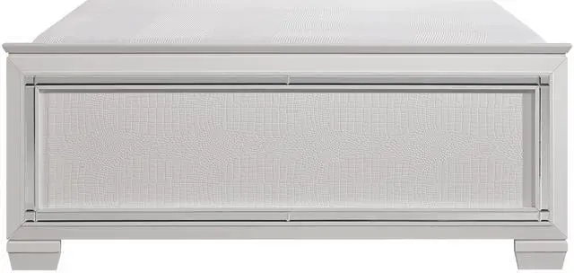 Alt view image 7 of 7 - Glamorous Design Bedroom Furniture 1Pc Queen Bed Button-Tufted Led Headboard White Finish Faux Alligator Embossed Textured Panels Bed