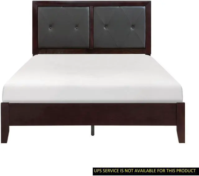 Main image of Espresso Finish 1Pc Queen Size Bed Faux Leather Upholstered Button-Tufted Headboard Contemporary Design Bedroom Furniture
