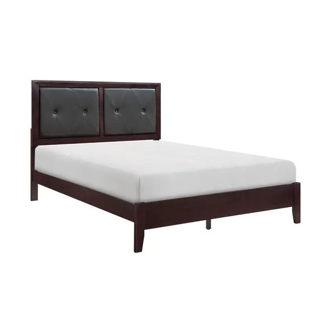 Alt view image 2 of 7 - Espresso Finish 1Pc Queen Size Bed Faux Leather Upholstered Button-Tufted Headboard Contemporary Design Bedroom Furniture