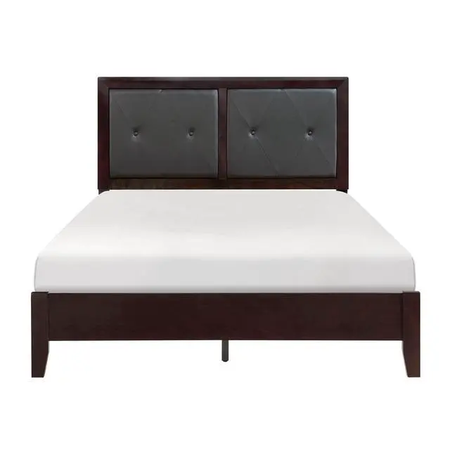 Alt view image 4 of 7 - Espresso Finish 1Pc Queen Size Bed Faux Leather Upholstered Button-Tufted Headboard Contemporary Design Bedroom Furniture