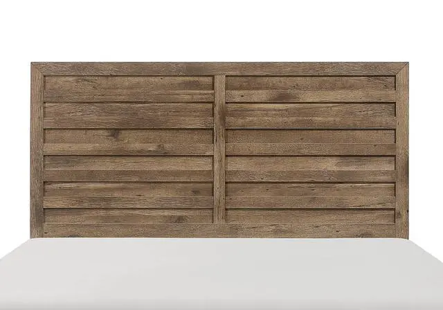 Alt view image 4 of 7 - Weathered Pine Finish 1pc Queen Bed Modern Line Pattern Rusticated Style Bedroom Furniture