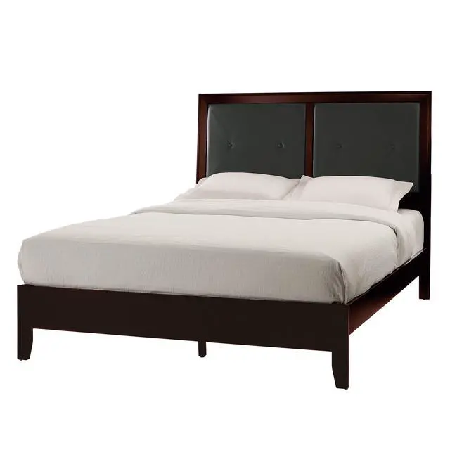 Alt view image 5 of 7 - Espresso Finish 1Pc Queen Size Bed Faux Leather Upholstered Button-Tufted Headboard Contemporary Design Bedroom Furniture