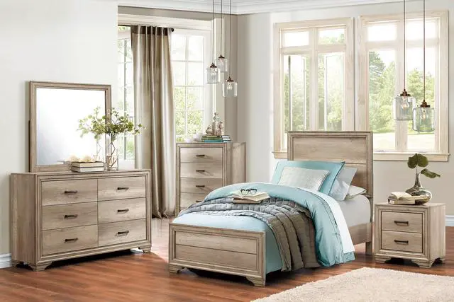 Alt view image 6 of 6 - Contemporary Natural Finish 1pc Twin Size Bed Premium Melamine Board Wooden Bedroom Furniture