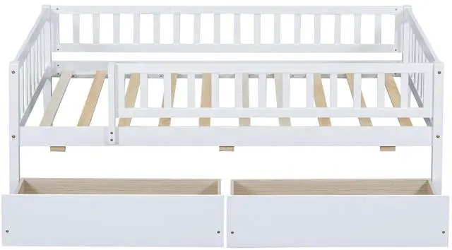 Alt view image 5 of 7 - Twin Size Daybed Wood Bed With Two Drawers , White
