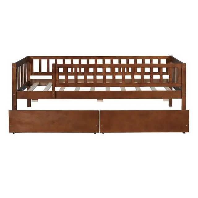 Alt view image 5 of 7 - Twin Size Daybed Wood Bed With Two Drawers, Walnut