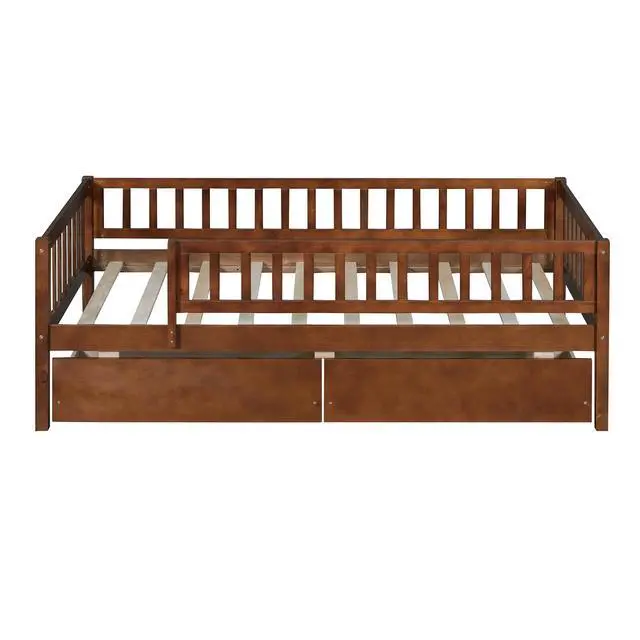 Alt view image 7 of 7 - Twin Size Daybed Wood Bed With Two Drawers, Walnut
