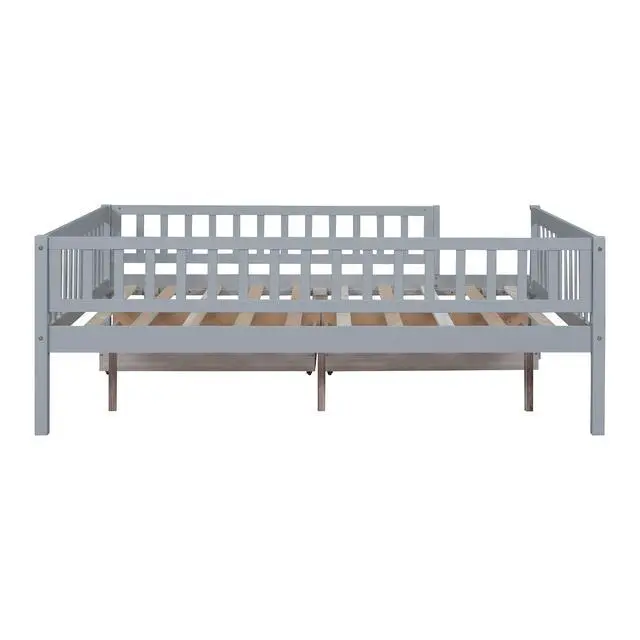 Alt view image 5 of 7 - Full Size Daybed Wood Bed With Two Drawers, Gray