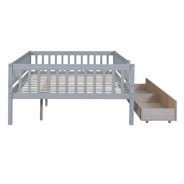 Alt view image 4 of 7 - Full Size Daybed Wood Bed With Two Drawers, Gray