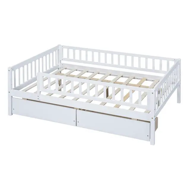 Alt view image 5 of 7 - Full Size Daybed Wood Bed With Two Drawers , White