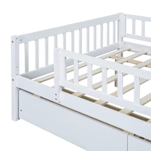 Alt view image 6 of 7 - Full Size Daybed Wood Bed With Two Drawers , White