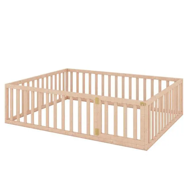 Alt view image 7 of 7 - Queen Size Wood Floor Bed Frame With Fence And Door, Natural(Old Sku:Wf289663Aam)