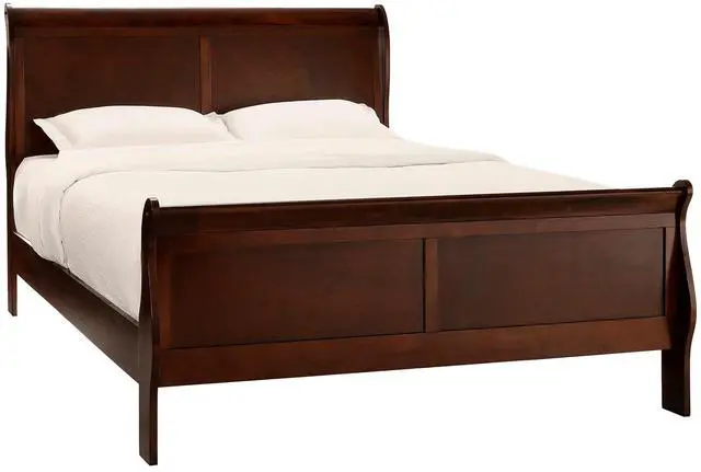 Alt view image 4 of 6 - Classic Louis Philipe Style Full Bed Brown Cherry Finish 1Pc Traditional Design Bedroom Furniture Sleigh Bed