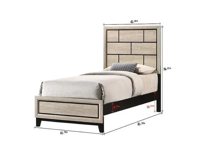 Alt view image 4 of 5 - Cotemporary White Finish Twin Size Panel Low-Profile Youth Kids Bed Geometric Design Wooden Bedroom Furniture
