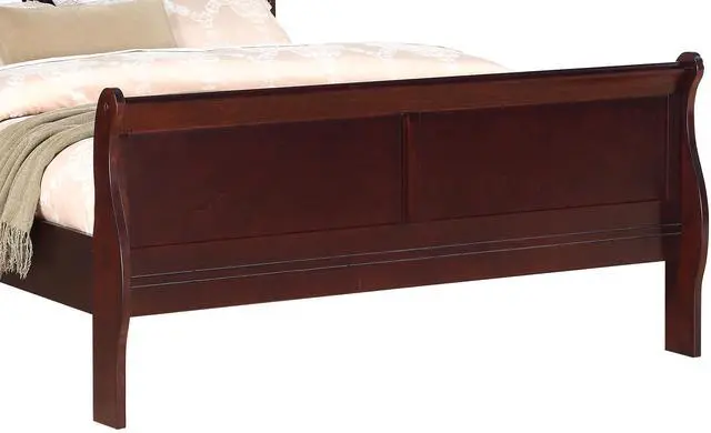 Alt view image 5 of 6 - Louis Phillipe Brown Cherry Finish Twin Size Youth Panel Sleigh Bed Solid Wood Wooden Bedroom Furniture