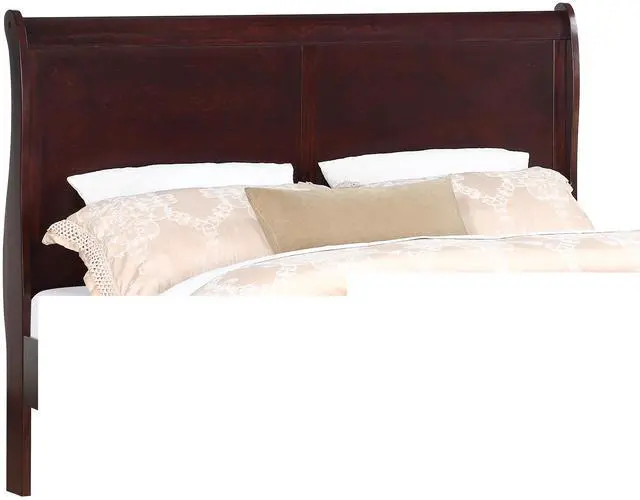 Alt view image 4 of 6 - Louis Phillipe Brown Cherry Finish Twin Size Youth Panel Sleigh Bed Solid Wood Wooden Bedroom Furniture
