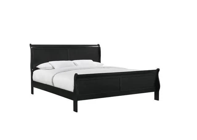 Alt view image 3 of 7 - Louis Phillipe Brown Cherry Finish Twin Size Youth Panel Sleigh Bed Solid Wood Wooden Bedroom Furniture