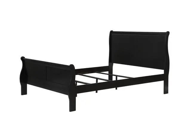 Alt view image 2 of 7 - Louis Phillipe Brown Cherry Finish Twin Size Youth Panel Sleigh Bed Solid Wood Wooden Bedroom Furniture