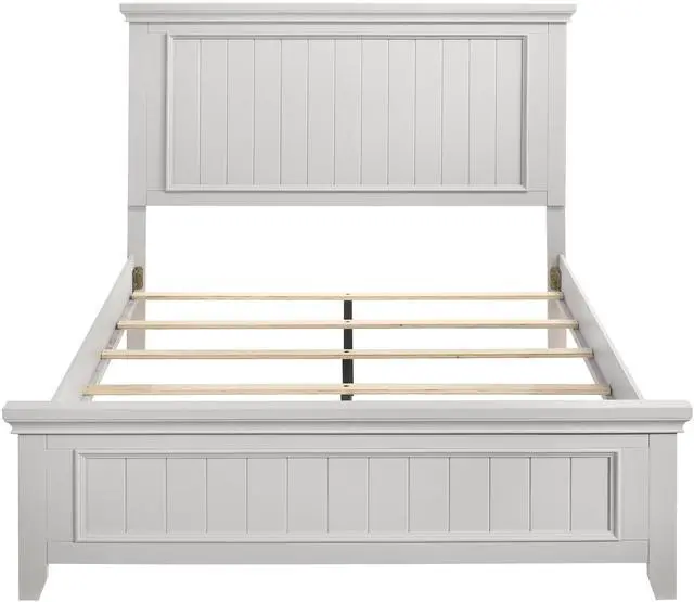 Alt view image 3 of 7 - Farmhouse Style Queen Size Panel Bed 1Pc Classic White Finish Modern Bedroom Wooden Furniture