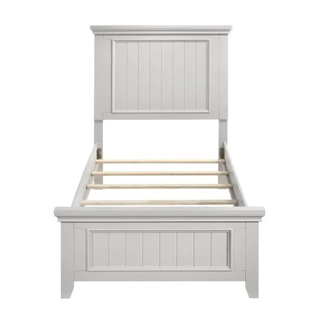 Alt view image 3 of 7 - Farmhouse Style Twin Size Panel Bed 1Pc Classic White Finish Modern Bedroom Wooden Furniture