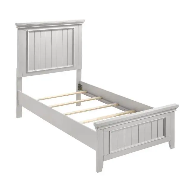 Alt view image 5 of 7 - Farmhouse Style Twin Size Panel Bed 1Pc Classic White Finish Modern Bedroom Wooden Furniture