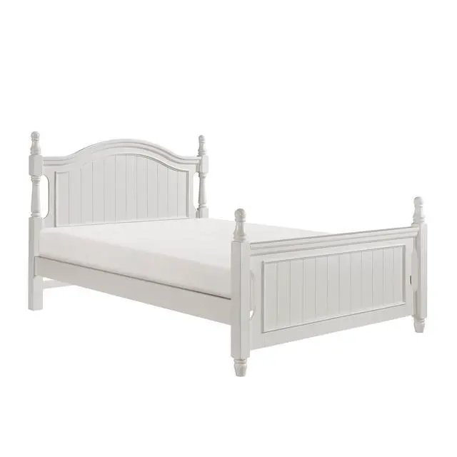 Alt view image 2 of 5 - Classic White Finish 1pc Full Size Poster Bed Wooden Traditional Bedroom Furniture Unique Style Headboard Footboard