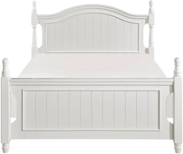 Main image of Classic White Finish 1pc Full Size Poster Bed Wooden Traditional Bedroom Furniture Unique Style Headboard Footboard