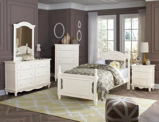 Alt view image 4 of 5 - Classic White Finish 1pc Full Size Poster Bed Wooden Traditional Bedroom Furniture Unique Style Headboard Footboard
