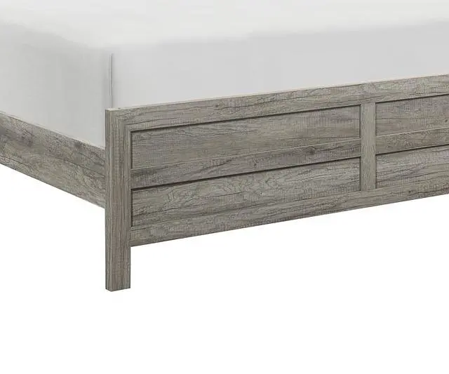 Alt view image 4 of 6 - Weathered Gray Finish Queen Bed 1pc Wooden Rustic Style Bedroom Furniture