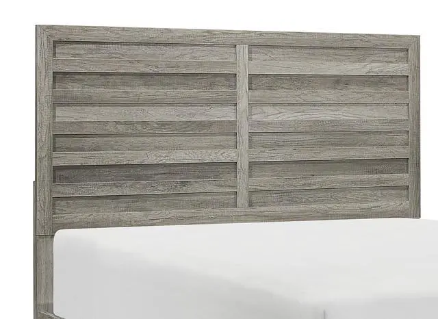 Alt view image 3 of 6 - Weathered Gray Finish Queen Bed 1pc Wooden Rustic Style Bedroom Furniture