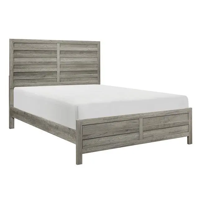 Alt view image 2 of 6 - Weathered Gray Finish Queen Bed 1pc Wooden Rustic Style Bedroom Furniture