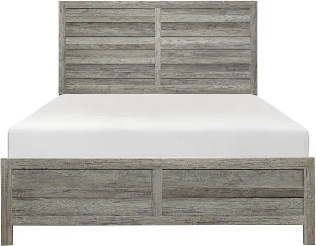 Main image of Weathered Gray Finish Queen Bed 1pc Wooden Rustic Style Bedroom Furniture