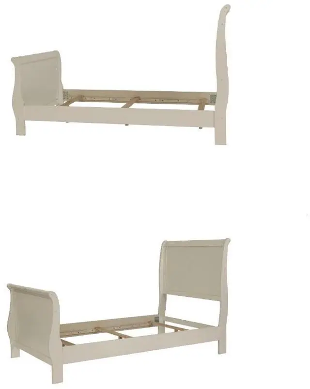 Alt view image 6 of 7 - Modern 1Pc Queen Size Bed Bedroom Furniture Sleigh Design Headboard Footboard Plywood 1Pc Bedframe White Color