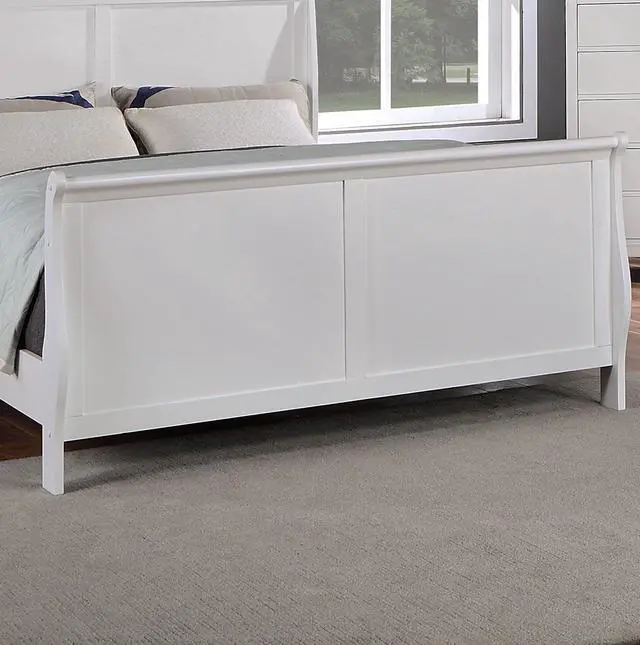 Alt view image 4 of 7 - Modern 1Pc Queen Size Bed Bedroom Furniture Sleigh Design Headboard Footboard Plywood 1Pc Bedframe White Color