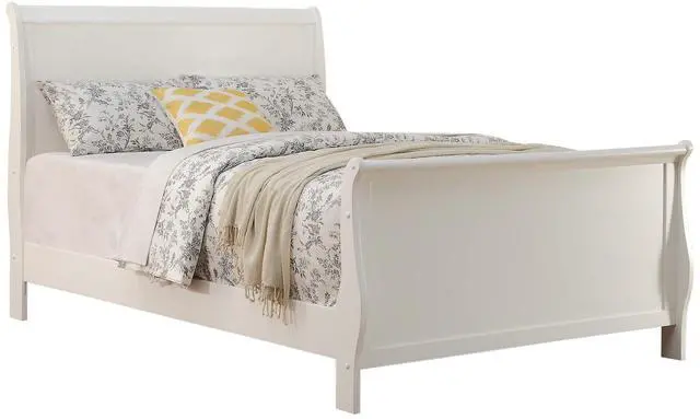 Alt view image 5 of 7 - Modern 1Pc Queen Size Bed Bedroom Furniture Sleigh Design Headboard Footboard Plywood 1Pc Bedframe White Color