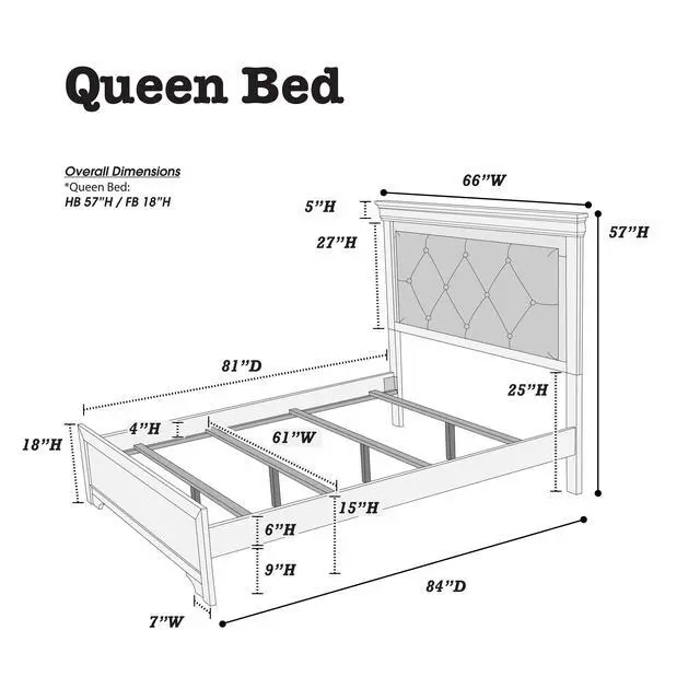Alt view image 6 of 7 - Dark Gray Faux Leather Tufted Headboard 1pc Queen Size Bed w LED Bedroom Furniture Gray Unique Texture FB Solid wood