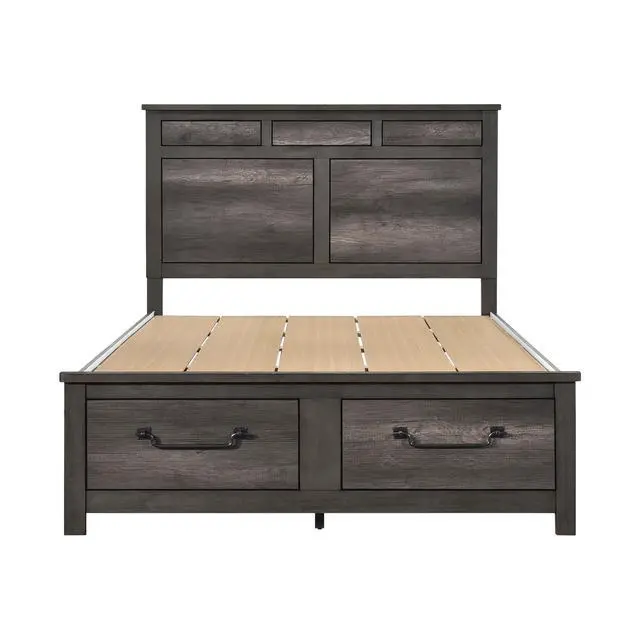 Alt view image 4 of 7 - 1Pc Gray Finish Queen Platform Bed With Footboard Storage Wooden Furniture Traditional Design