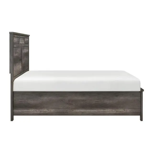 Alt view image 7 of 7 - 1Pc Gray Finish Queen Platform Bed With Footboard Storage Wooden Furniture Traditional Design